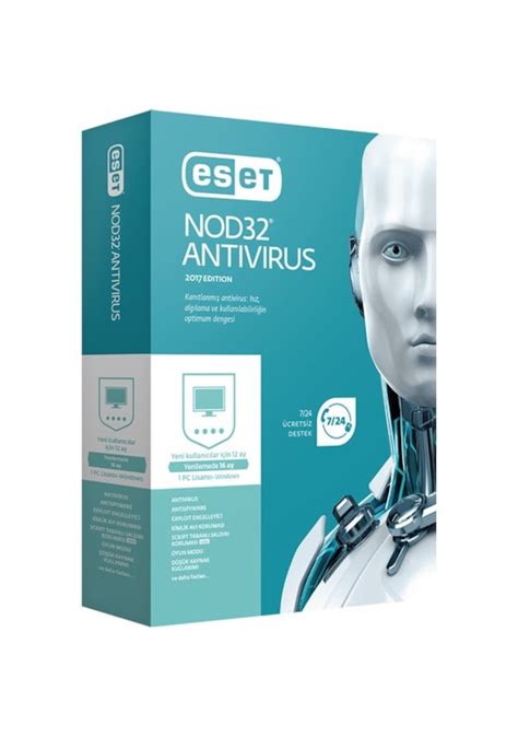 eset nod32 antivirüs v10 türkçe 3 kullanıcı 1 yıl box